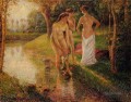 bañistas 1896 Camille Pissarro desnudo impresionista